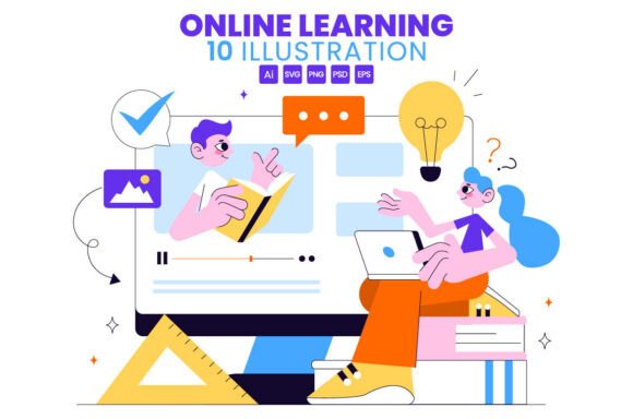10 Online Learning Platform Illustration for Digital Sellers