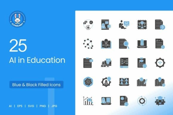 25 AI in Education Icons: A Modern Graphic Design Asset for Creative Projects