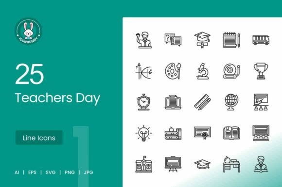 25 Teachers Day Line Icons: A Graphic Design Asset Worth Considering