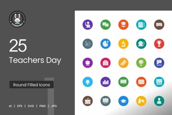 25 Teachers Day Round Filled Icons