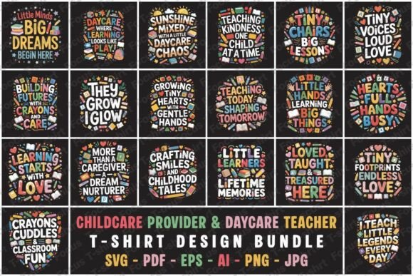 🎨 Childcare Provider T-Shirt Design Bundle for Local Business Branding
