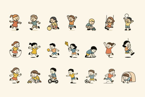 Children Playing Doodle Set: A Versatile Graphic Design Asset for Modern Branding