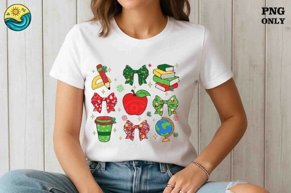Christmas Teacher Elements PNG: A Festive Graphic for T-Shirt Designs