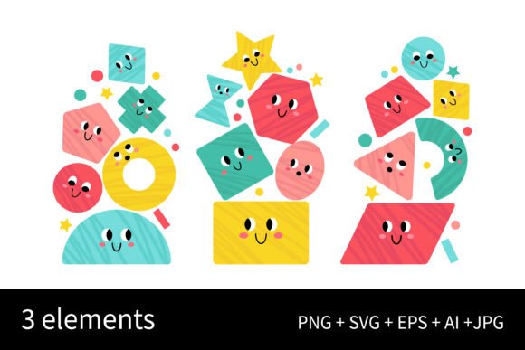 Cute Geometric Shapes Pyramids Set: A Versatile Graphic Design Asset for Modern Branding