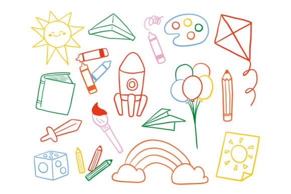 Doodle Style Kids Education Play Icon Review