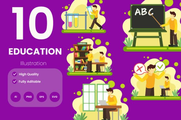 Education Illustration Pack: A Creative Asset for Local Business Branding
