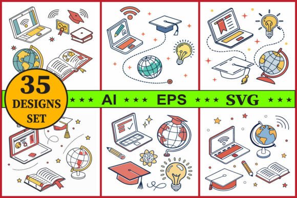Education Technology Study Icon Set for Modern Business Graphics