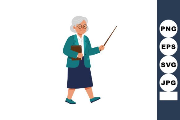 Elderly Woman Teacher Walking with Point Embroidery Design Review