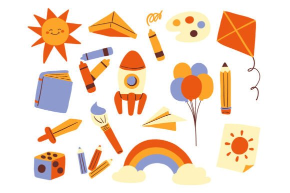 Flat Style Creative School and Art Icon for Modern Design Projects