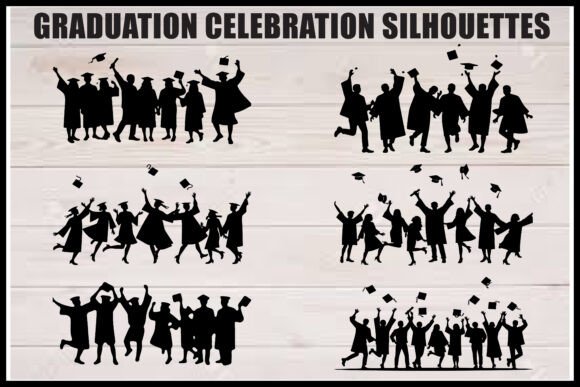 Joyful Graduation Group Silhouettes: A Versatile Graphic Design Asset for Creative Sellers