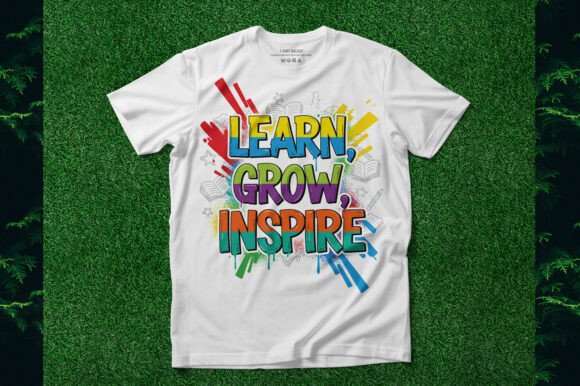 Learn Grow Inspire Teacher Tee: A Design Asset for Educational Branding