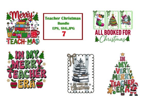 Merry Teacher Christmas Bundle: A Festive Graphic Design Asset for Content Creators