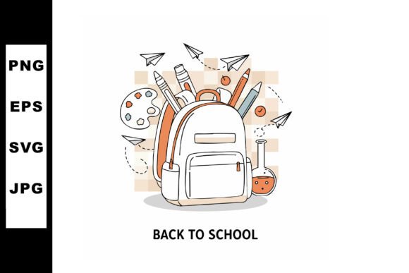 School Backpack with Stationery and Pape: A Versatile Graphic Design Asset for Crafters