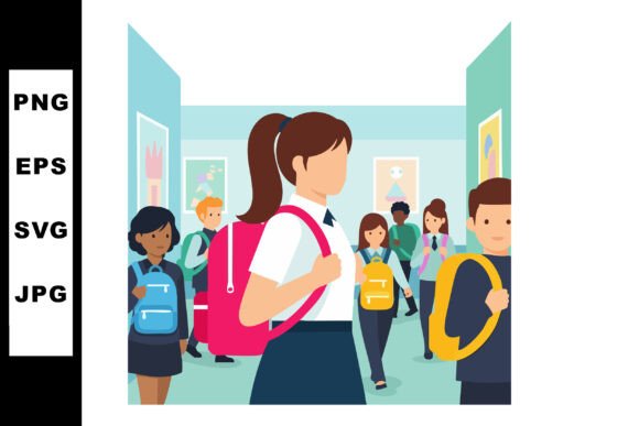 School Students Walking in Hallway with: A Versatile Embroidery Design for Everyday Projects