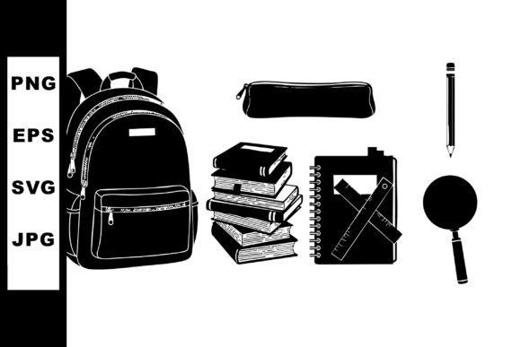 School Supplies Backpack Books Pencil Design Review