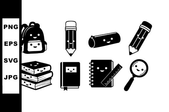 School Supplies Icons Collection with Ba: A Practical Graphic Design Asset for Local Businesses