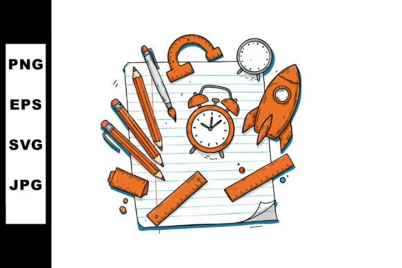 School Supplies with Clock and Rocket Il Review for Real Projects