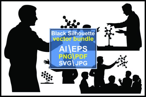 Silhouettes of People in Science: A Versatile Graphic Design Asset