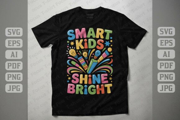 Smart Kids Shine Bright Education Theme: A Graphic Design Asset for T-Shirt and Branding Projects