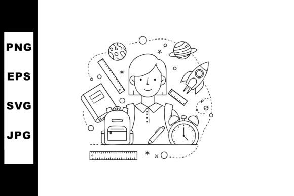 Student Surrounded by School Supplies an – A Versatile Graphic for Creative Sellers