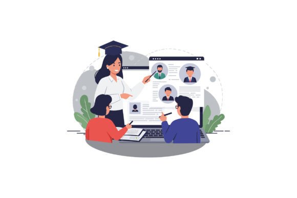 Teacher Assisting Students in Online Learning